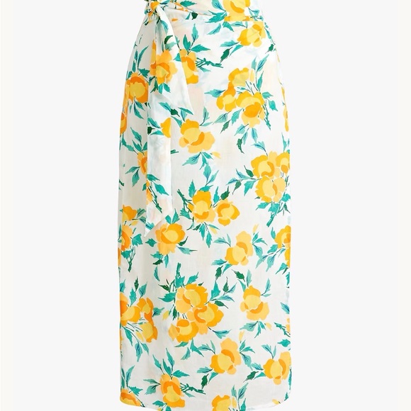 J. Crew Factory White Bold Saffron Matching Swim Set Top, Bottom, Sarong L & XL - Picture 9 of 11